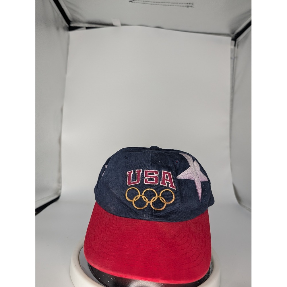 Vintage Champion USA Olympic Team Snapback Hat Navy Red Stars 90s Cap